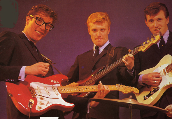 Hank Marvin playing his Fiesta Red Stratocaster